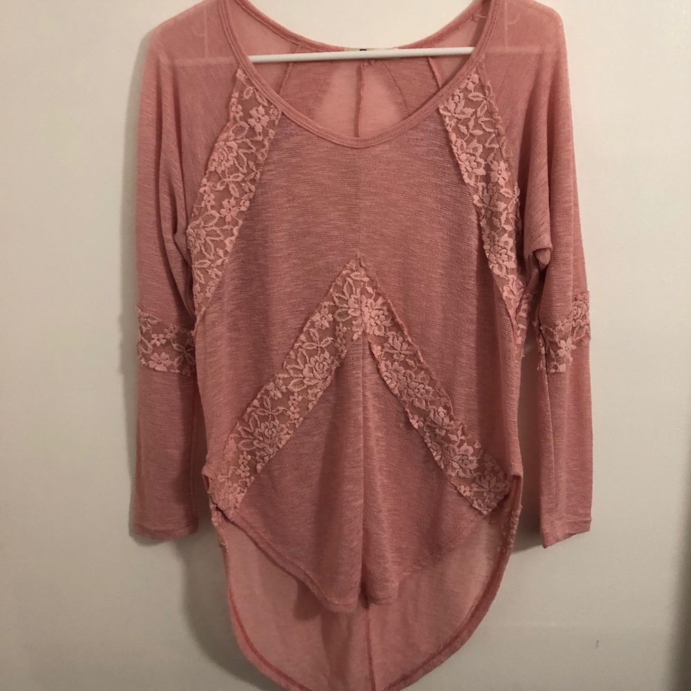 Pink Floral Lace Top